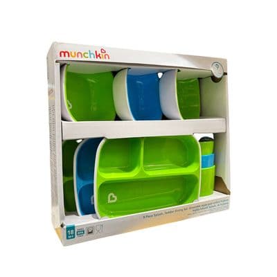 Munchkin Splash Toddler 9 Piece Dining Set Kids Divider Plates | Cups| Bowls