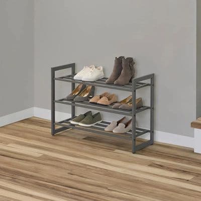 Neatfreak 3-Tier Heavy Duty Stackable Metal Shoe Rack 12 Pairs Charcoal Grey