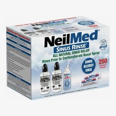 NeilMed Sinus Rinse Kit 2 Bottles 250 Sachets NasaMist Spray Drug-Free Natural