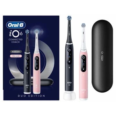 Oral B iO 6 Duo Pack Power Electric Toothbrush in Black Lava & Pink Sand