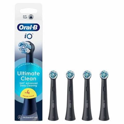 Oral-B iO Ultimate Clean Replacement Brush Heads Pack of 4 Genuine Black/White