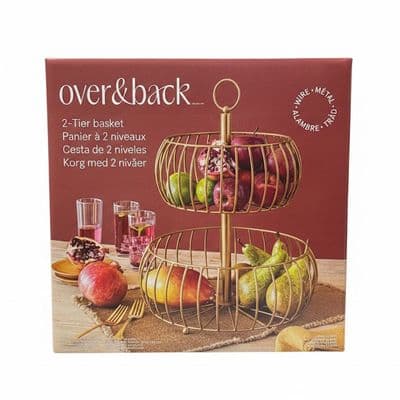 Over & Back 2 Tier Wire Fruit Basket Stand Metal Kitchen Counter Storage
