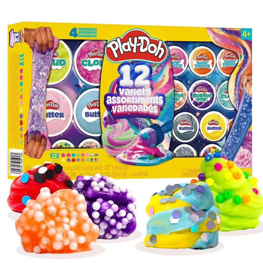 Play-Doh Compounds Variety Pack 12 Tubs Cloud, Butter, Stretch & Bubble Pop Set