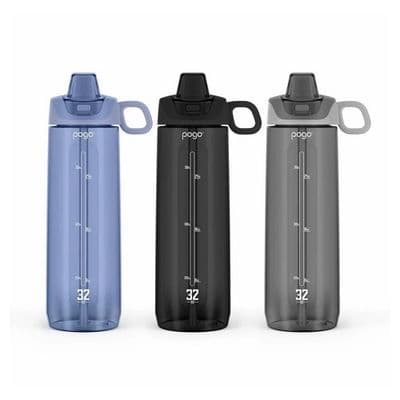 Pogo Tritan 946ml Water Bottle 3-Pack Flip Lid Silicone Straw BPA-Free