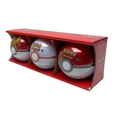 Pokémon TCG 3-Pack Poké Ball Tin | 9 Booster Packs & 6 Sticker Sheets| Pokemon