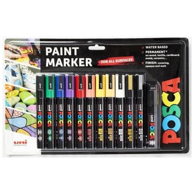 POSCA Paint Markers – Set of 9 Extra-Fine Multi-Surface Pens