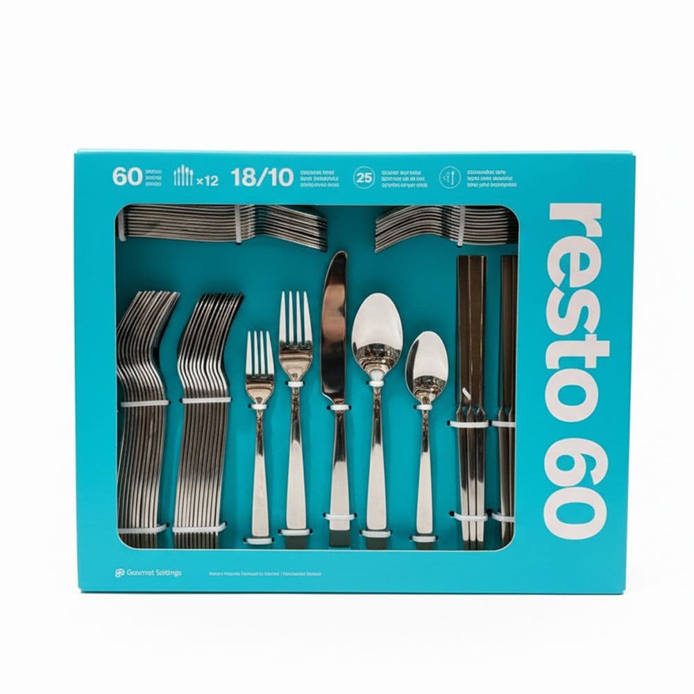 Resto 60 Piece 18/10 Stainless Steel Cutlery Set Gourmet Settings