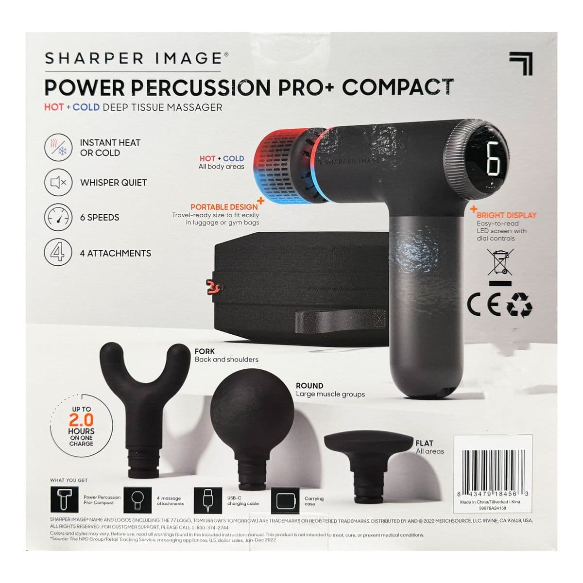 thumbnail image 2 of Sharper Image Powerboost Pro+ Massage Gun – Hot & Cold, 6 Speeds, 6 Attachments 2 of 5