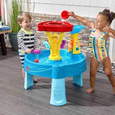 Step2 Tidal Towers Water Table 2-Tier Rain Shower Kids Outdoor Activity