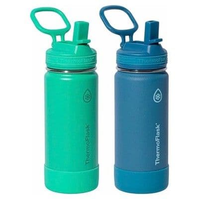 Thermoflask 474ml Kids Insulated Water Bottle Straw Lid Two Pack Leakproof Flask