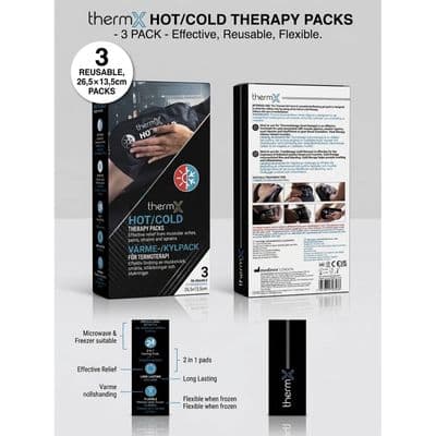 ThermX Hot & Cold Therapy Packs Gel Ice 3 Pack Reusable Pain Relief Sprains