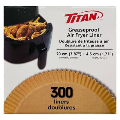 Titan 20cm Greaseproof Air Fryer/Cake Tin Liners | 300 Pack| FSC Paper