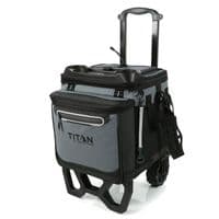 Titan 22.5 Litre 60 Can Rolling Cooler with All Terrain Cart Ice Bag Food Grey