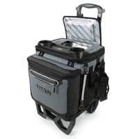 Titan 22.5 Litre 60 Can Rolling Cooler with All Terrain Cart Ice Bag Food Grey