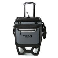 Titan 22.5 Litre 60 Can Rolling Cooler with All Terrain Cart Ice Bag Food Grey