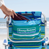 Tommy Bahama 5-Position Backpack Beach Chair Insulated Pouch Pillow 136kg Green