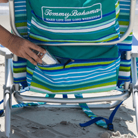 Tommy Bahama 5-Position Backpack Beach Chair Insulated Pouch Pillow 136kg Green