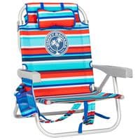 Tommy Bahama 5-Position Backpack Beach Chair Insulated Pouch Pillow 136kg Red