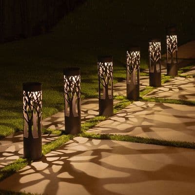 Tommy Bahama Solar LED Pathway Bollard Lights 6 Pack Bronze Finish Weatherproof