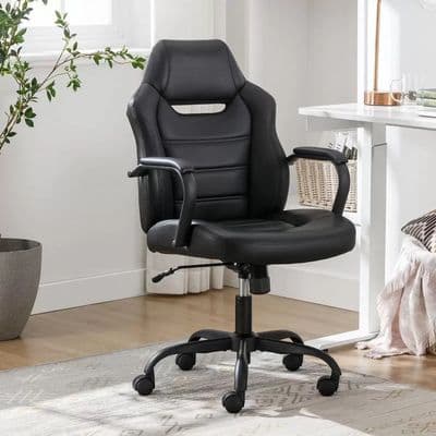 True Innovations Back to School Office Chair Black PU Padded Arms