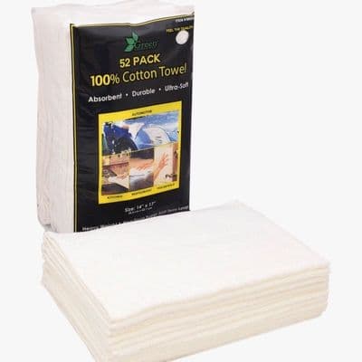 Unitex Cotton White Terry Cleaning Towels 52 Pk Car Polishing/Dusting/Absorbent