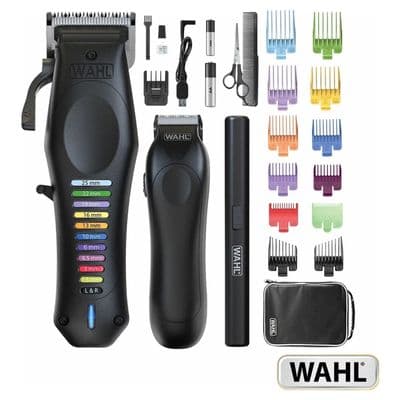 WAHL Colour Pro Cordless Hair Clipper Trimmer Complete Haircutting Kit Black