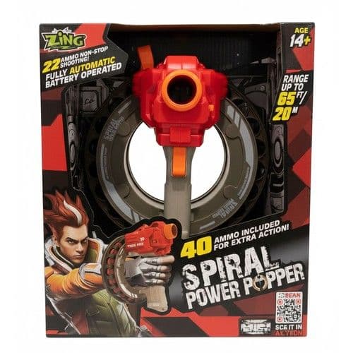 Zing Spiral Power Popper Automatic Foam Blaster 65ft Range 40 Ammo 14