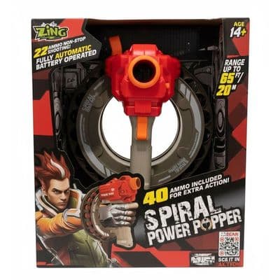 Zing Spiral Power Popper Automatic Foam Blaster 65ft Range 40 Ammo 14+