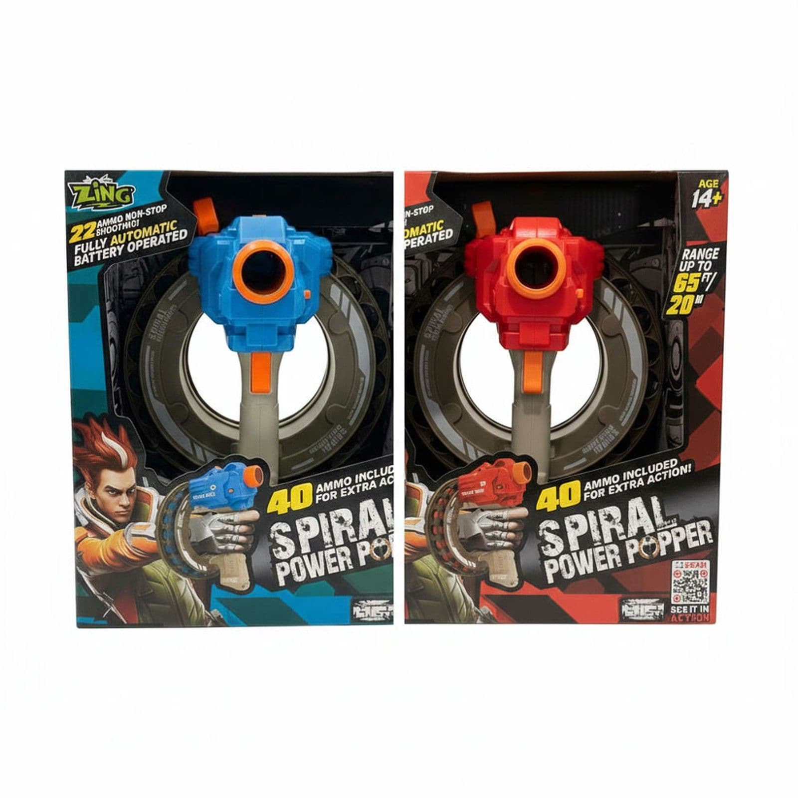 Zing Spiral Power Popper Automatic Foam Blaster 65ft Range 40 Ammo 14