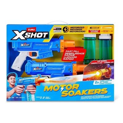 Zuru X-Shot Turbo Stream Motor Soaker 2-Pack LED Fast-Fill 7m Motorised