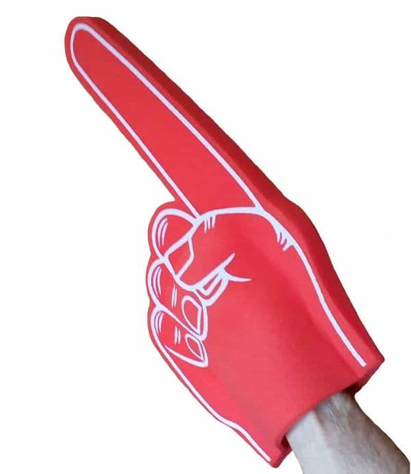 Big Foam Finger UK | Pointing Foam Hand | Low Price | 9 Colours