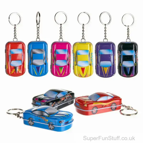 Bits And Bobs Car Tin Keyring | Fun Novelty Gift for Kids' Birthdays | Convenient Inner Compartment | Premium Tin Material