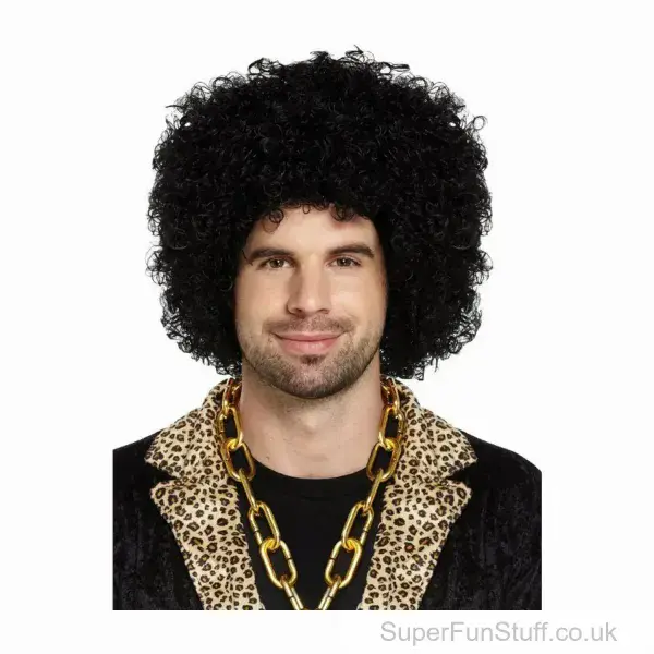 Black Afro Wig For Men's Fancy Dress