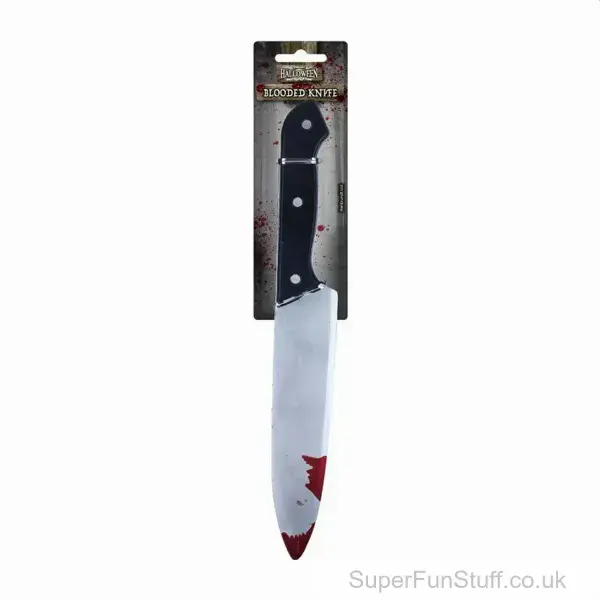 Bloody Plastic Knife Prop - 31cm | Murder Mystery Halloween Fancy Dress UK