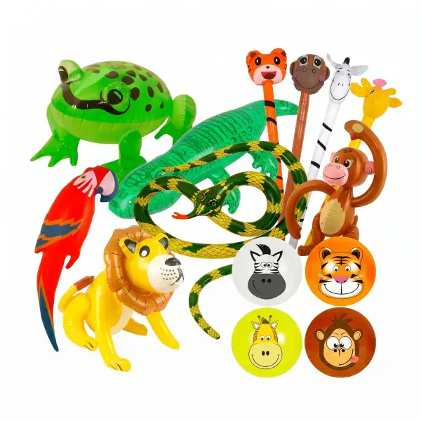 Blow Up Jungle Animals Inflatables Party Mix - 14 Pieces