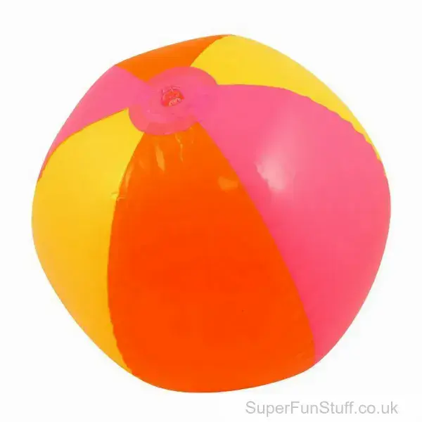 Bright Neon Colour Multicolour Beach Ball Inflatable (60cm) | Colourful Outdoor Play | SuperFunStuff.co.uk