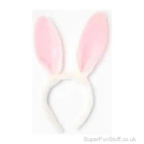 Bunny Rabbit Ears Headband | Fluffy White | Fancy Dress for Girls