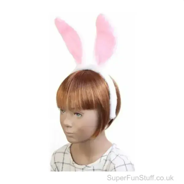 Bunny Rabbit Ears Headband | Fluffy White | Fancy Dress for Girls
