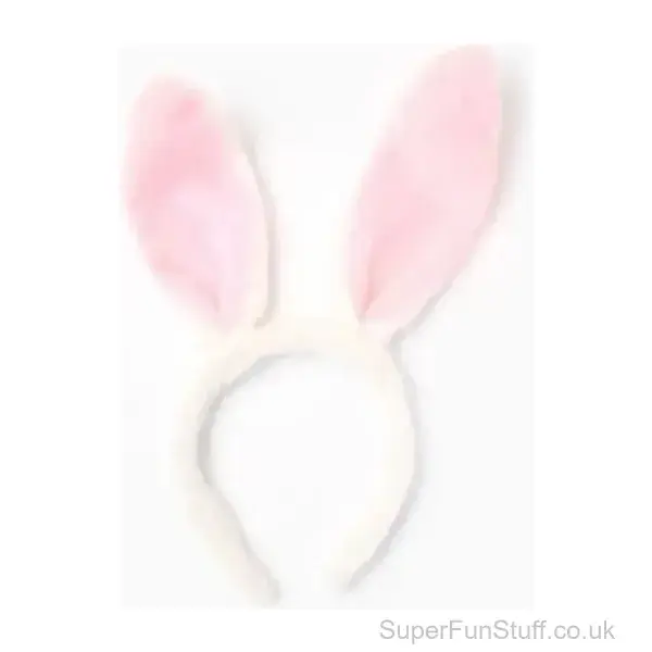 Bunny Rabbit Ears Headband | Fluffy White | Fancy Dress for Girls