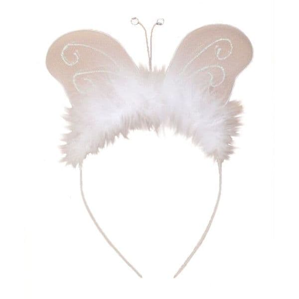 Butterfly Alice Band | White Fancy Dress Headband for Girls