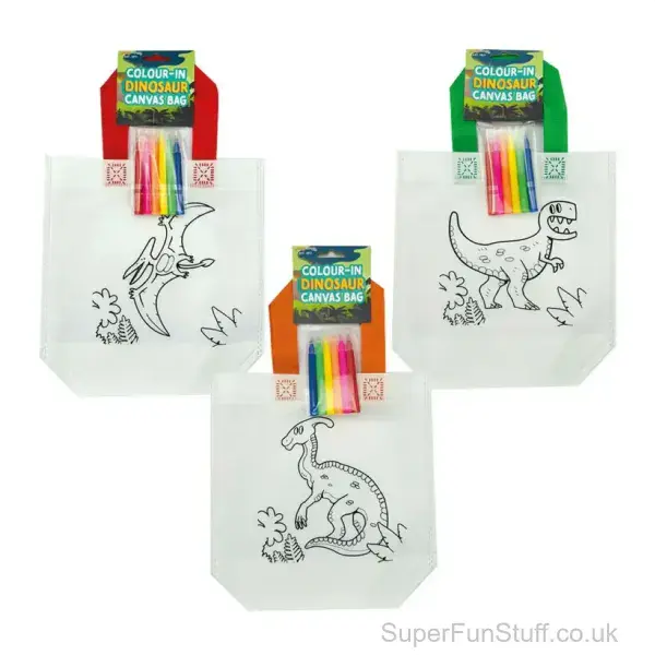 Colour Your Own Dinosaur Bag with Felt Tips (24cm) | Kid's Party Bags UK