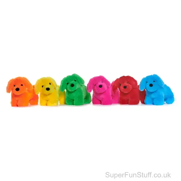 Colourful Soft Plush Fluffy Toy Dog - 23cm | Pet Toy For Kids