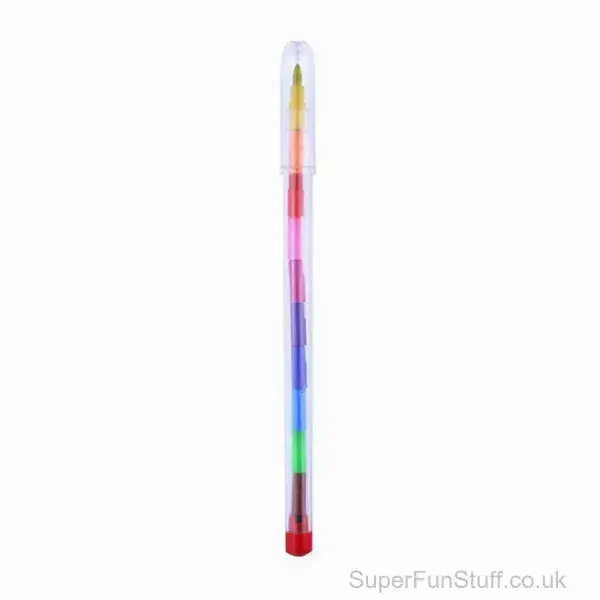 Crayon Stacking Pen With Changeable Colours - 15cm | Novelty Stationery For Kids