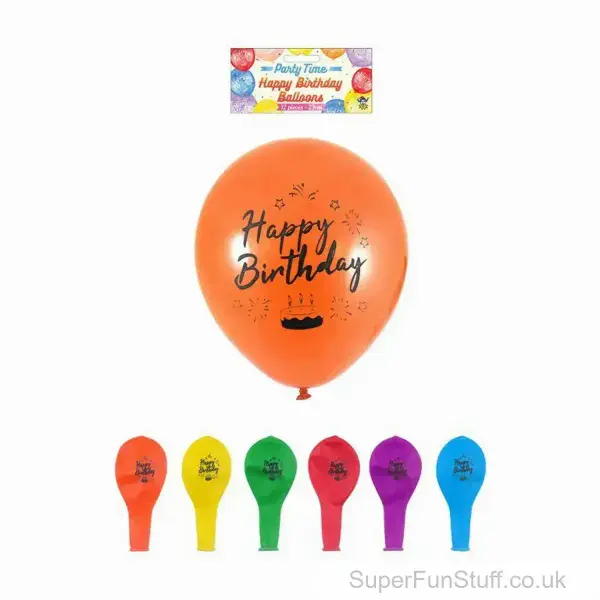 Cute Happy Birthday Balloons (Pack of 12) | Birthday Party Balloons
