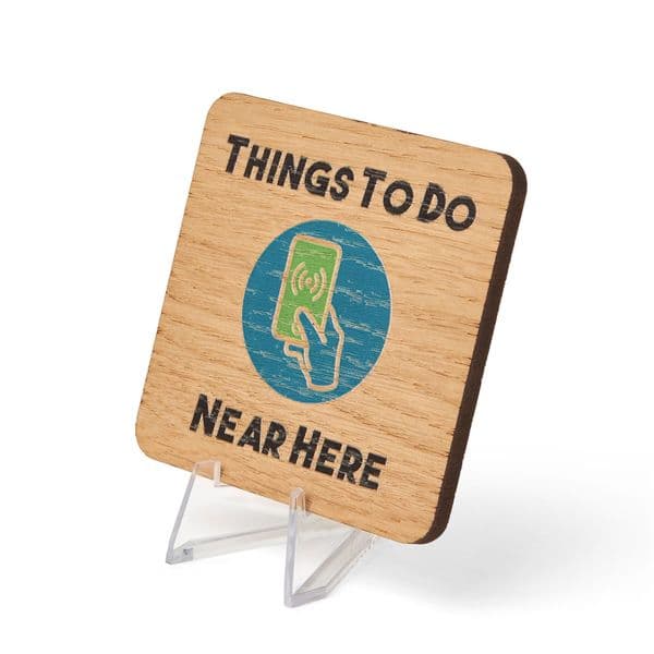 DiscoverNear™ Wooden NFC Plaque: Your Phone Activated Guide to Local Adventures | Host Idea For Local Recommendations