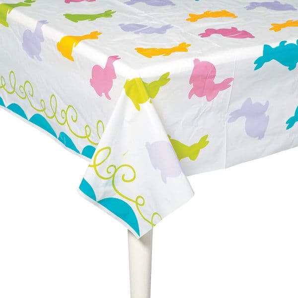 Easter Bunny PVC White Tablecloth - 60