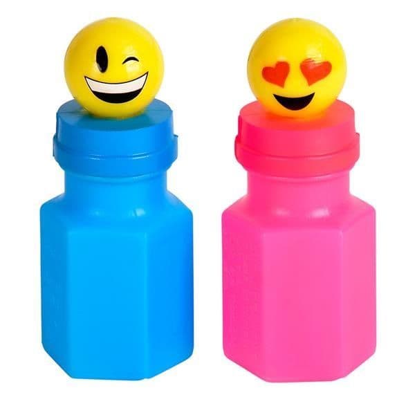 Emoji Bubble Blowing Bottles - Set of 4 Smileys | Kids Smile Face Bubble Toy | Party Bag Bubble Toys UK