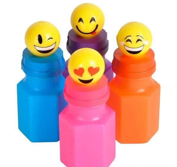 Emoji Bubble Blowing Bottles - Set of 4 Smileys | Kids Smile Face Bubble Toy | Party Bag Bubble Toys UK
