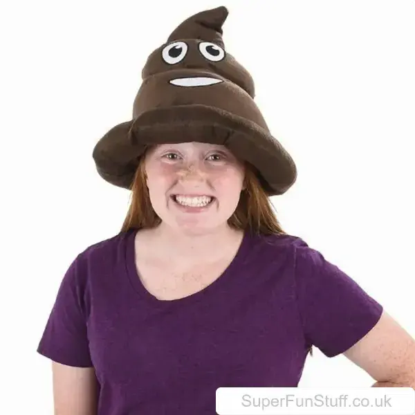 Emoji Poo Hat - Soft Plush Material, Universal Stretch Fit | Funny Emoji Gifts UK
