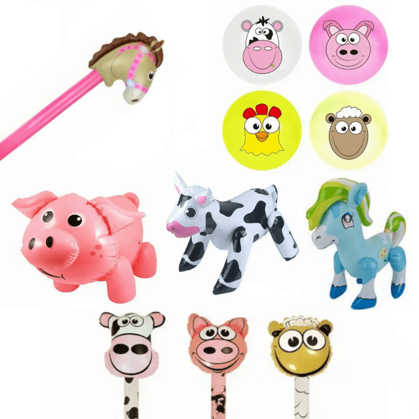 Farm Animal Party Inflatables Mix - 11 Pieces